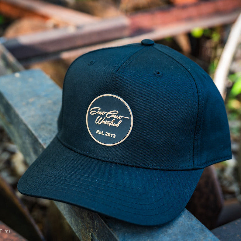 Black PVC Patch 5 Panel Hat