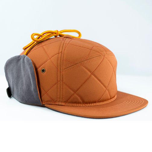 Diamond Stitched 7 Panel With Flaps & Leather Strapback