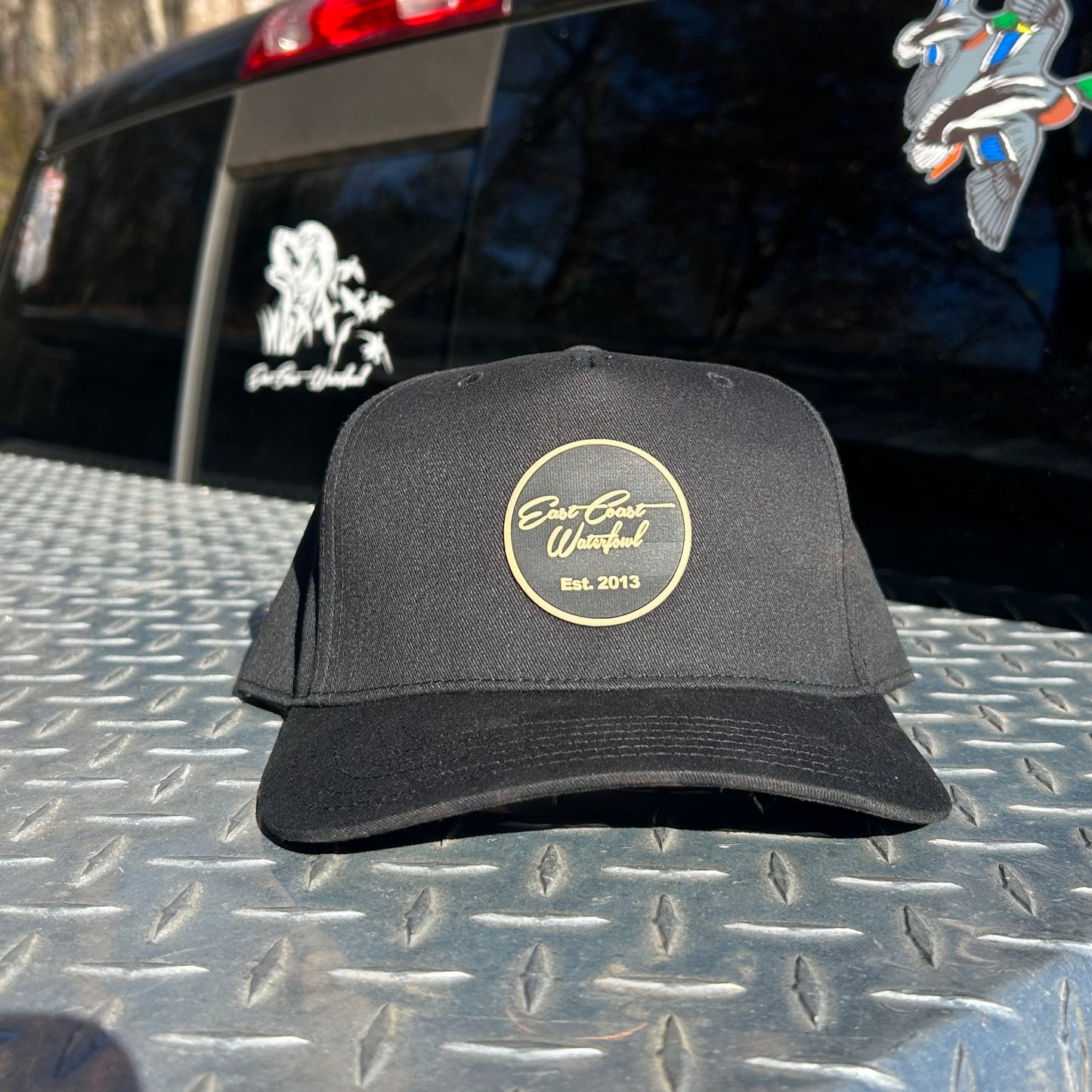 Black PVC Patch 5 Panel Hat