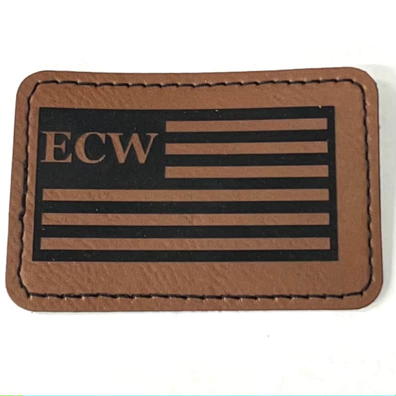 Leather ECW Flag Rawhide/Black Patch