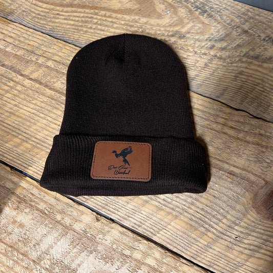 Leather Woodie Patch Beanies
